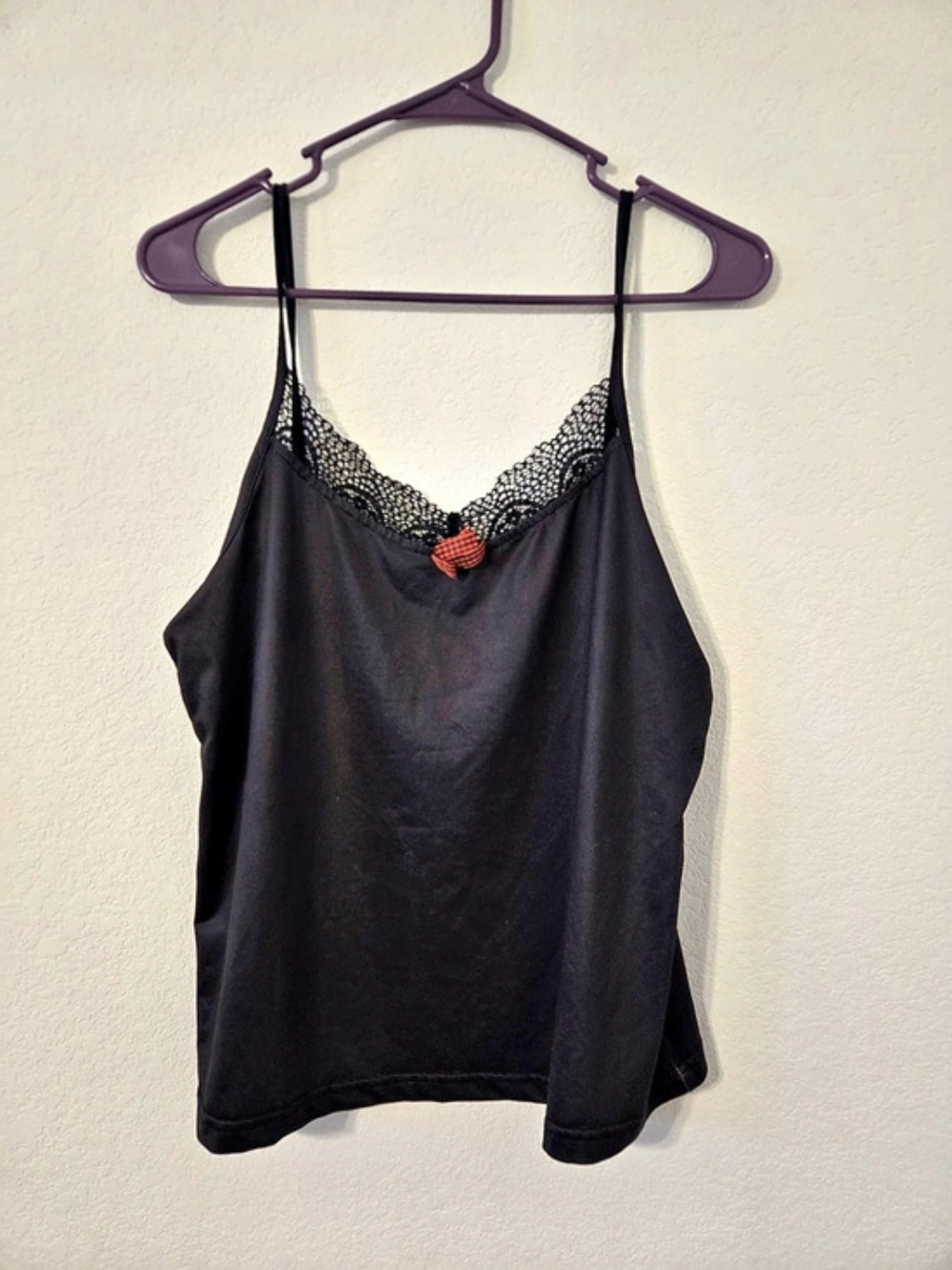 Plaid Lace Camisole in Black & Red Size Large